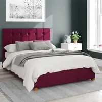 Hepburn Small Double Ottoman Bed with Storage - Berry, Velvet