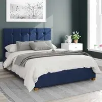 Hepburn Small Double Ottoman Bed with Storage - Blue, Velvet