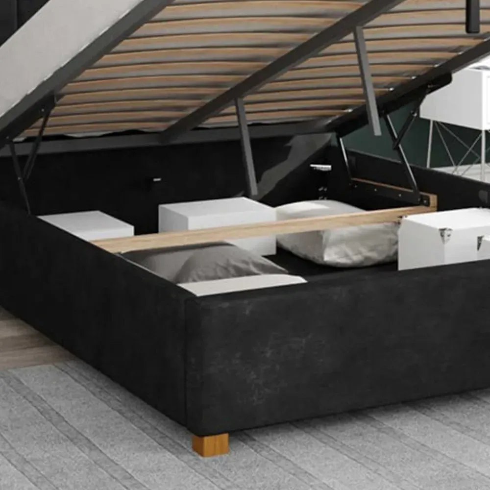 Hepburn Small Double Ottoman Bed with Storage - Charcoal, Linen