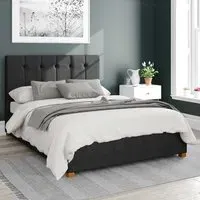 Hepburn Small Double Ottoman Bed with Storage - Ebony, Malham Weave
