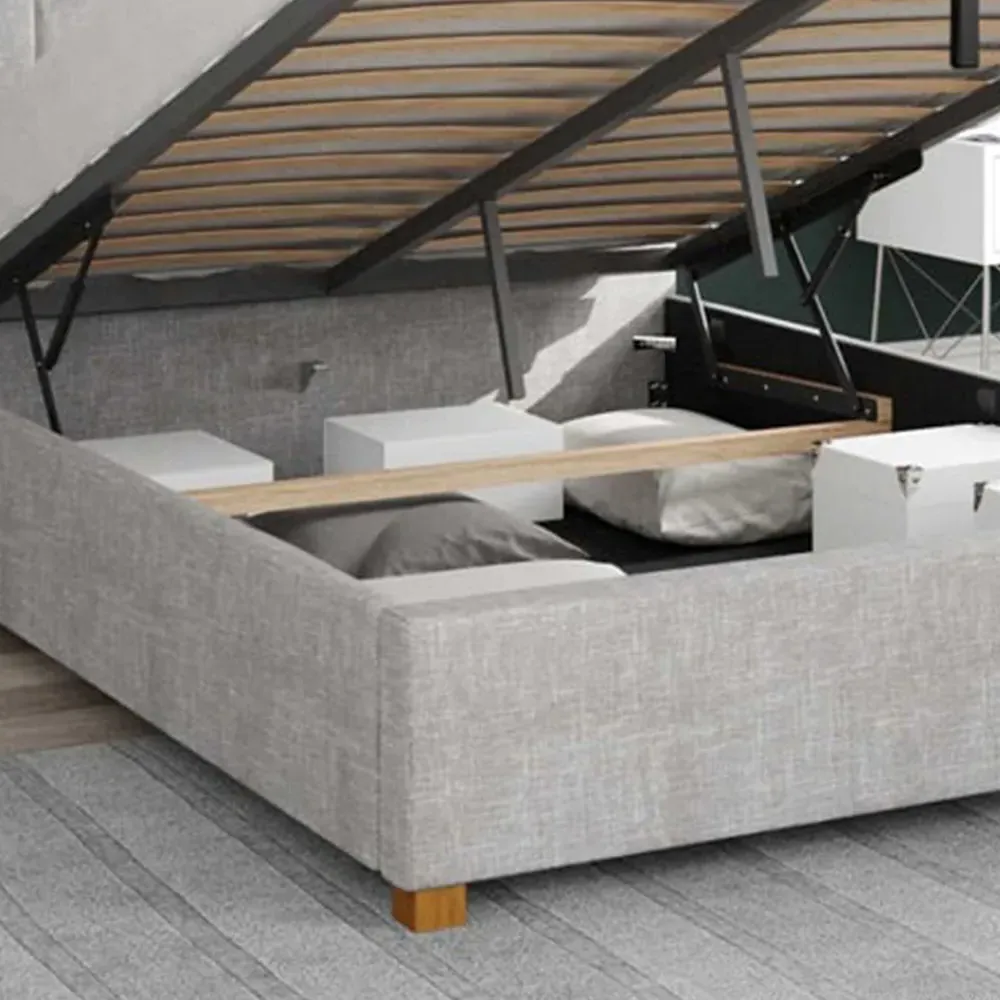 Hepburn Small Double Ottoman Bed with Storage - Grey, Cotton