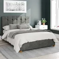 Hepburn Small Double Ottoman Bed with Storage - Grey, Linen