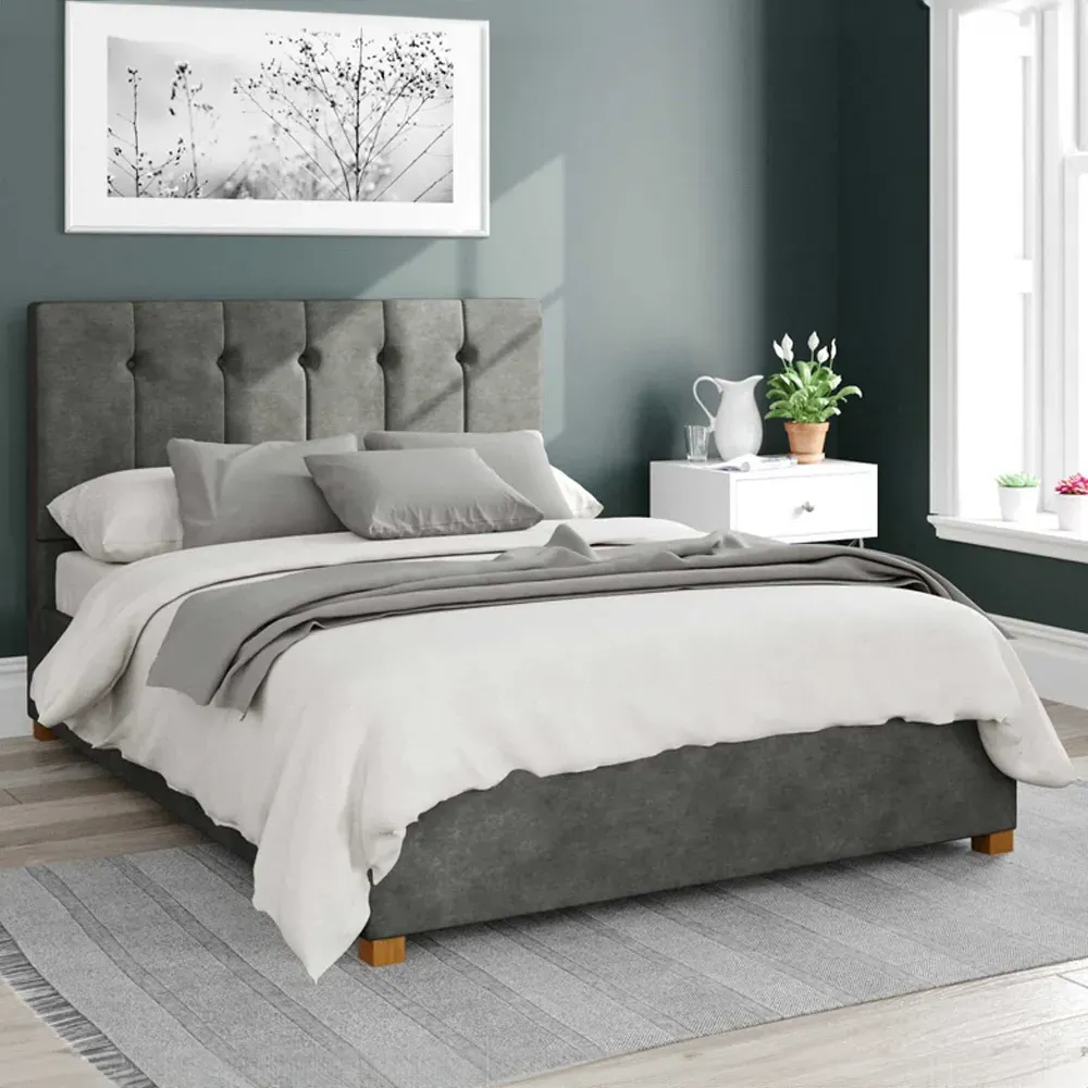 Hepburn Small Double Ottoman Bed with Storage - Grey, Linen image