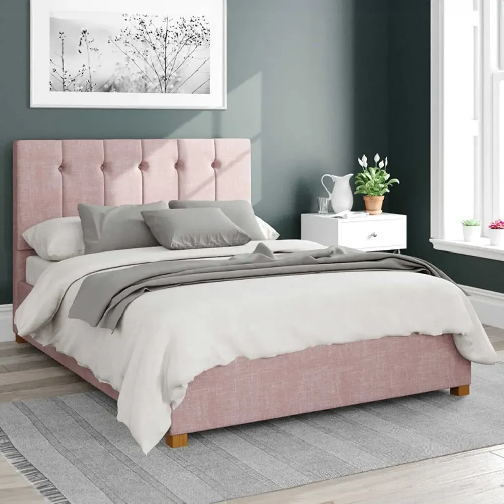 Hepburn Small Double Ottoman Bed with Storage - Pink, Cotton