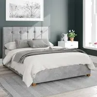 Hepburn Small Double Ottoman Bed with Storage - Silver, Linen