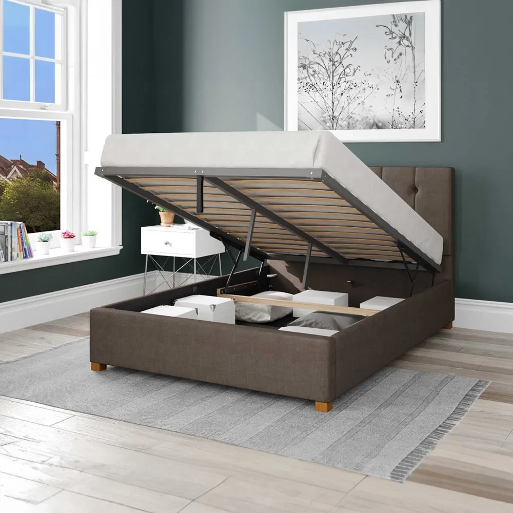 Hepburn Small Double Ottoman Bed with Storage - Slate