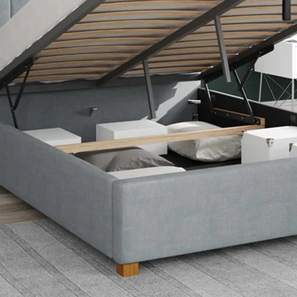 Hepburn Super King Ottoman Bed with Storage - Blue, Malham Weave