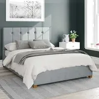 Hepburn Super King Ottoman Bed with Storage - Blue, Malham Weave