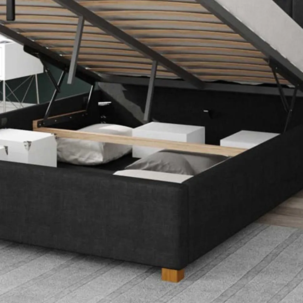 Hepburn Super King Ottoman Bed with Storage - Brown, Malham Weave