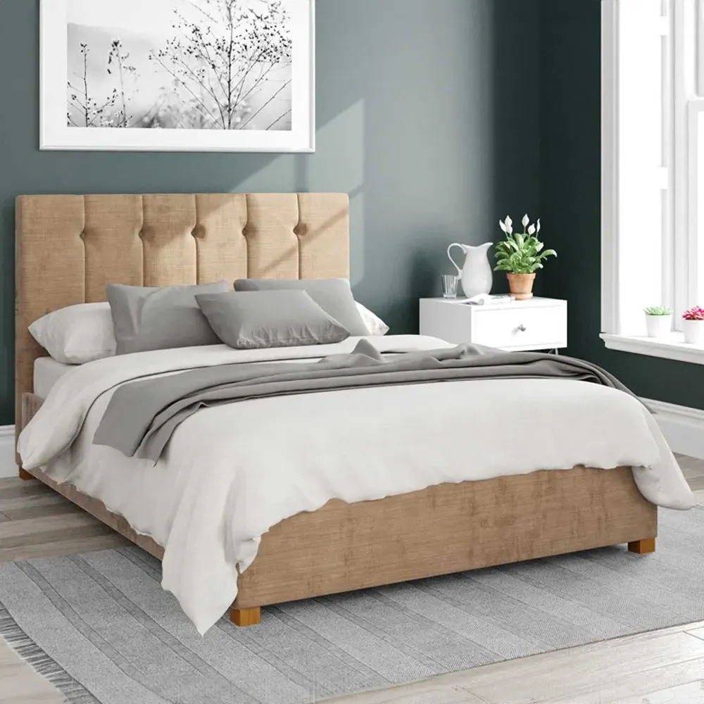 Hepburn Super King Ottoman Bed with Storage - Champagne, Velour