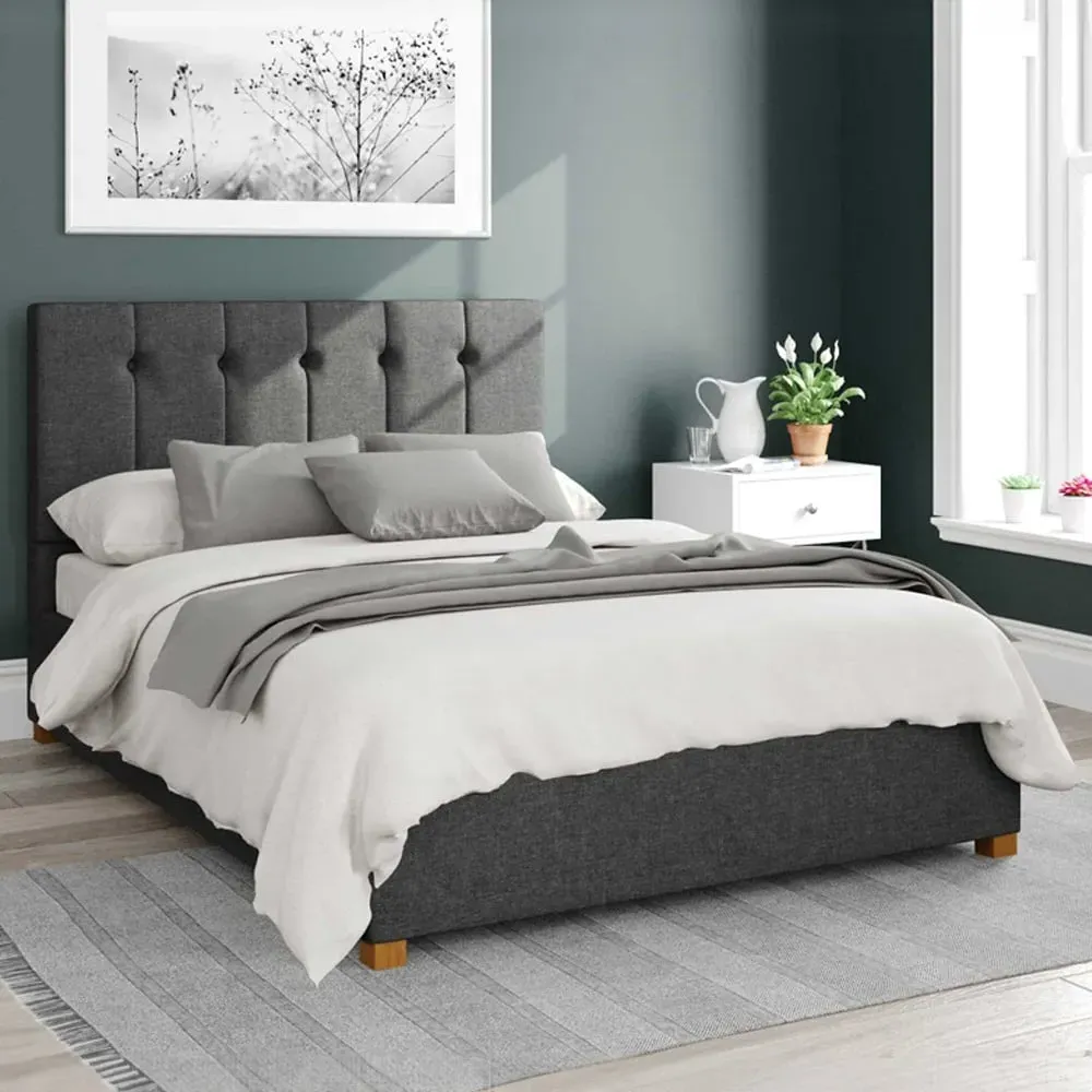 Hepburn Super King Ottoman Bed with Storage - Charcoal, Twill