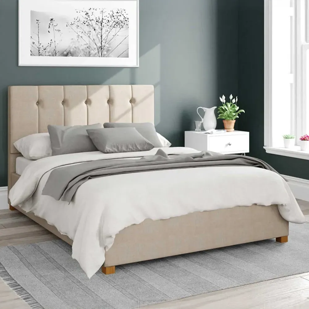 Hepburn Super King Ottoman Bed with Storage - Cream