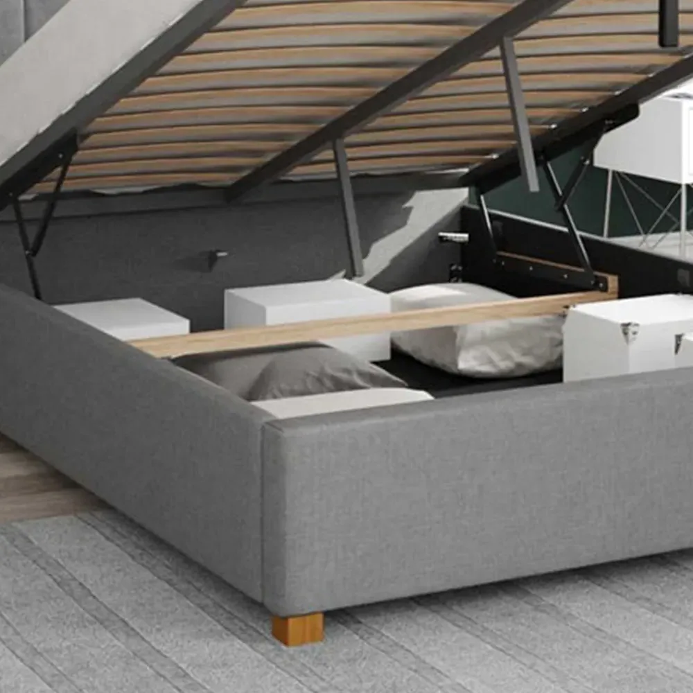 Hepburn Super King Ottoman Bed with Storage - Grey, Linen