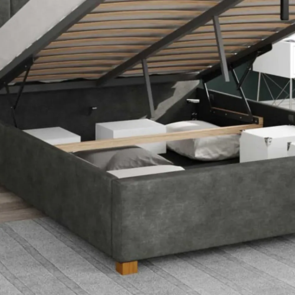 Hepburn Super King Ottoman Bed with Storage - Grey, Linen
