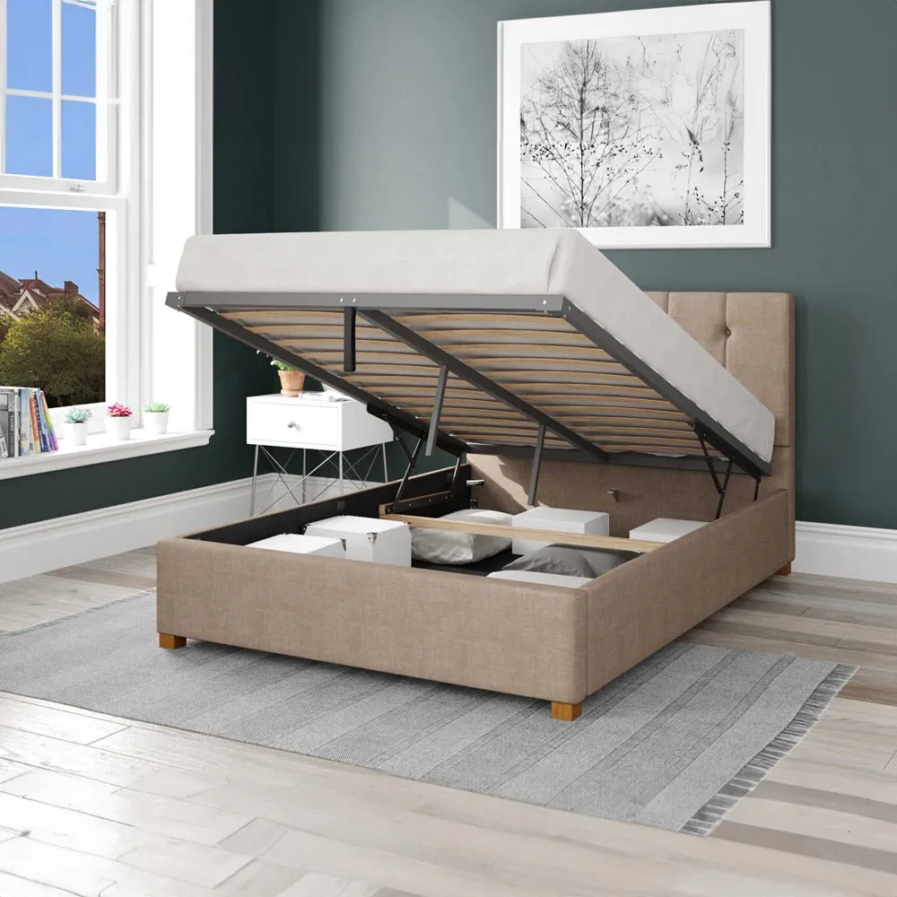 Hepburn Super King Ottoman Bed with Storage - Mink