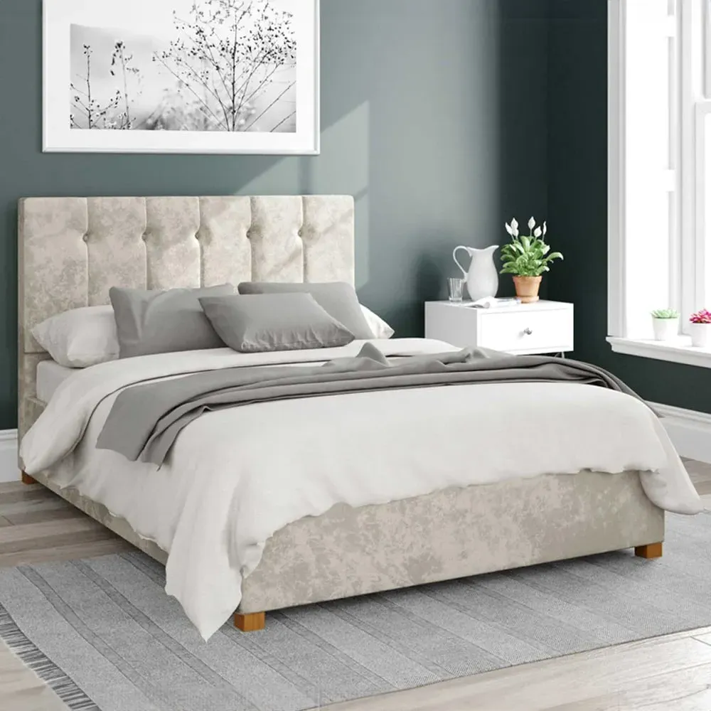 Hepburn Super King Ottoman Bed with Storage - Pearl, Velvet