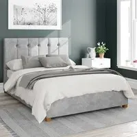 Hepburn Super King Ottoman Bed with Storage - Silver, Linen