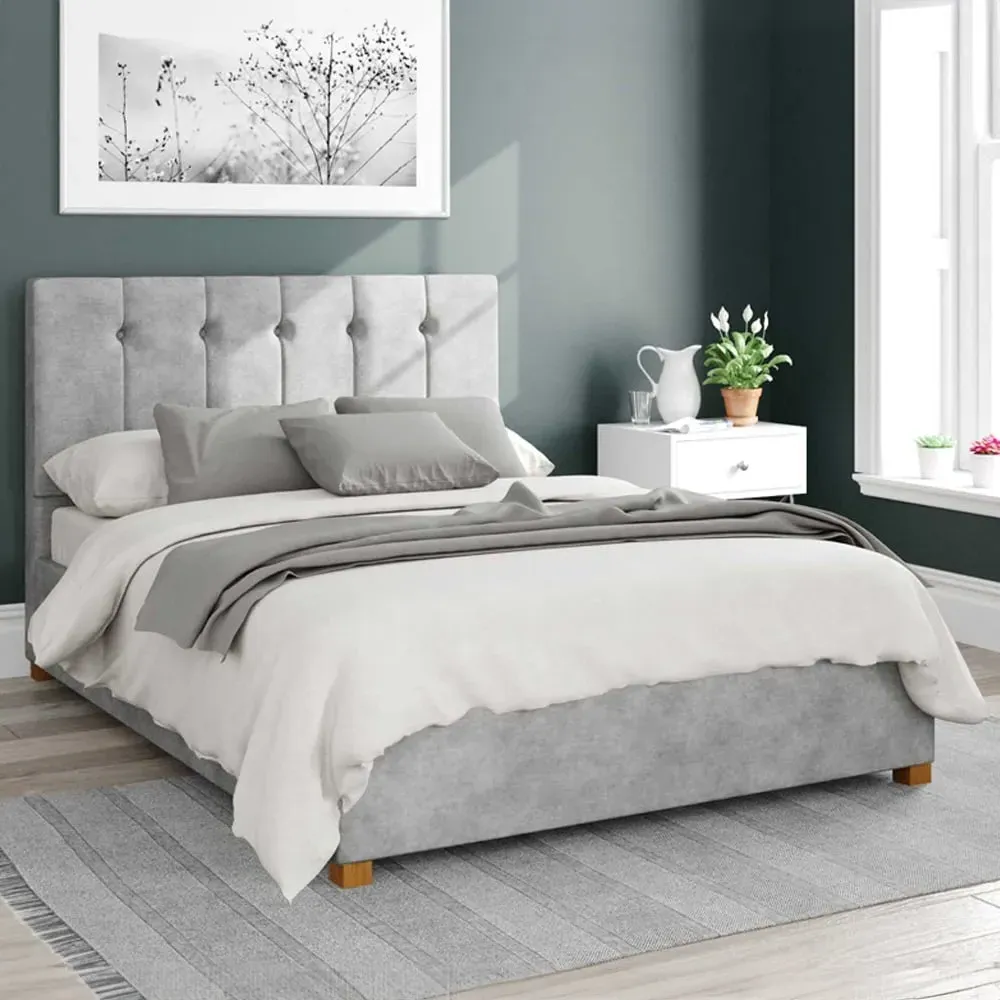 Hepburn Super King Ottoman Bed with Storage - Silver, Linen