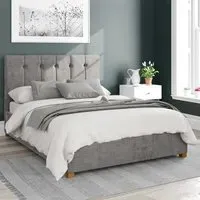 Hepburn Super King Ottoman Bed with Storage - Silver, Velvet