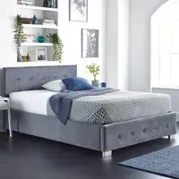 King Size Ottoman Bed with Storage - Grey, Velvet
