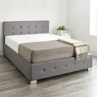 King Size Ottoman Storage Bed with End Lift - Grey, Linen