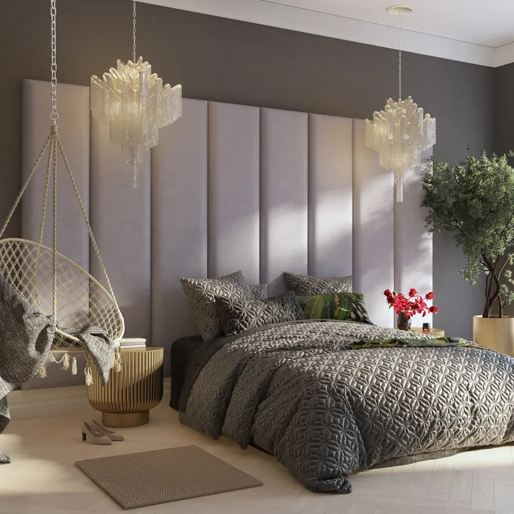 Llewelyn-Bowen Wall Mounted Headboard Panel - Grey, Linen