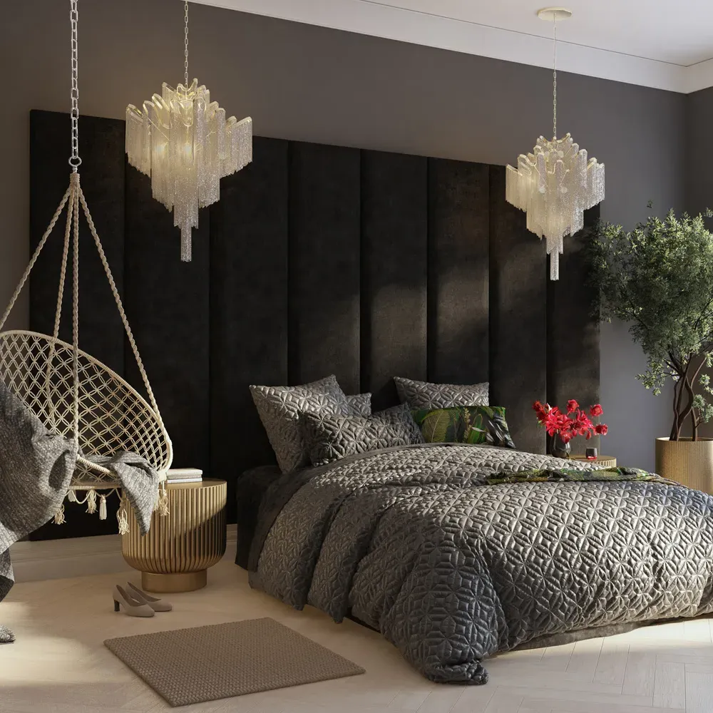 Llewelyn-Bowen Wall Mounted Headboard Panel - Grey, Linen