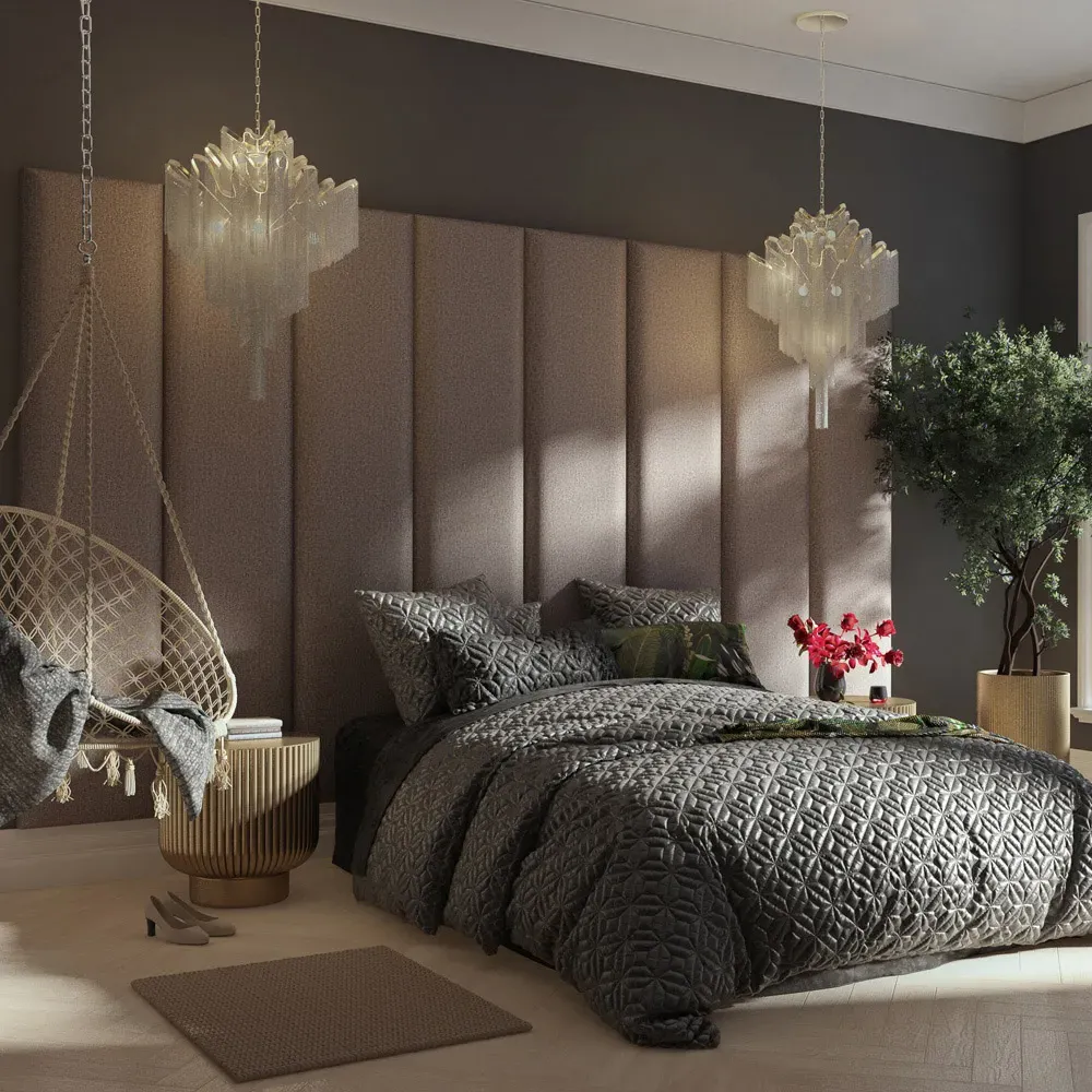 Llewelyn-Bowen Wall Mounted Headboard Panel - Grey, Twill