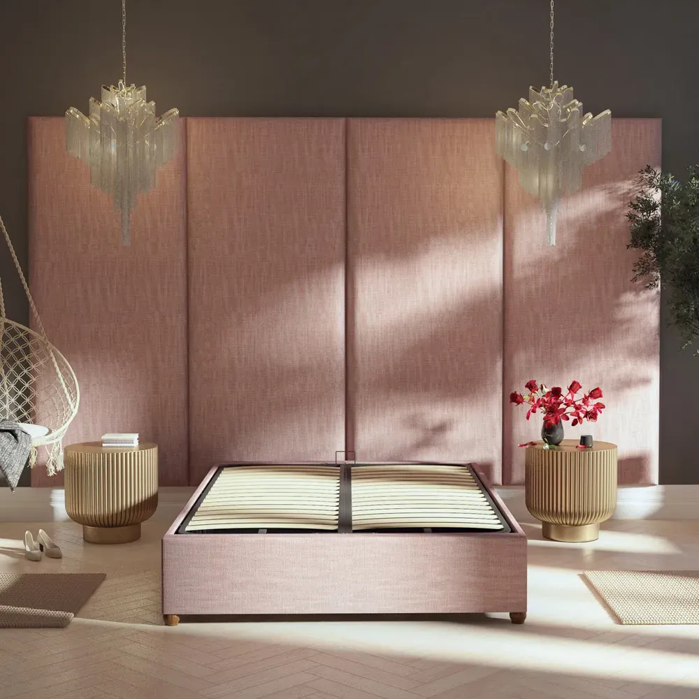 Llewelyn-Bowen Wall Mounted Headboard Panel - Pink, Cotton