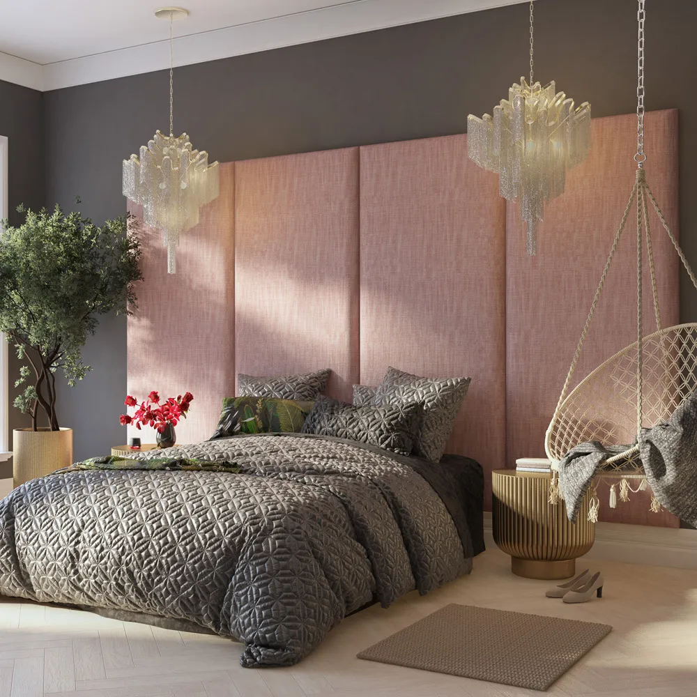 Llewelyn-Bowen Wall Mounted Headboard Panel - Pink, Cotton