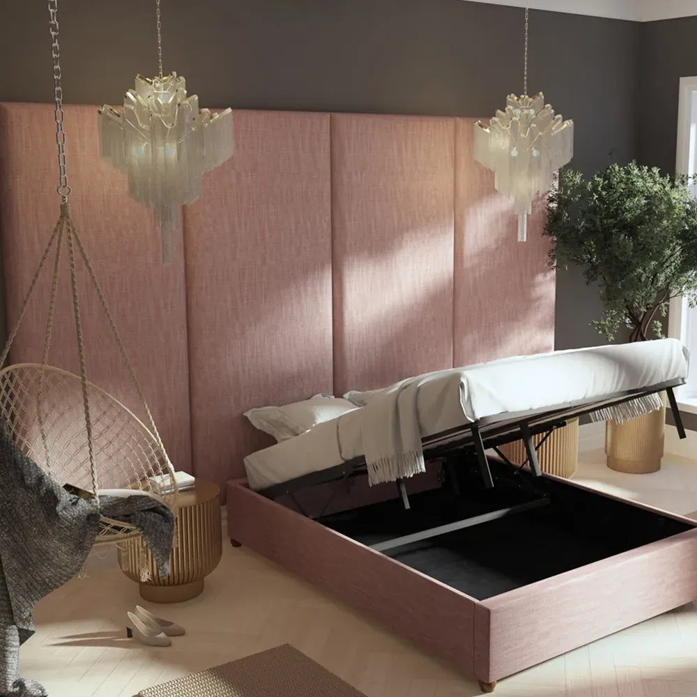 Llewelyn-Bowen Wall Mounted Headboard Panel - Pink, Cotton