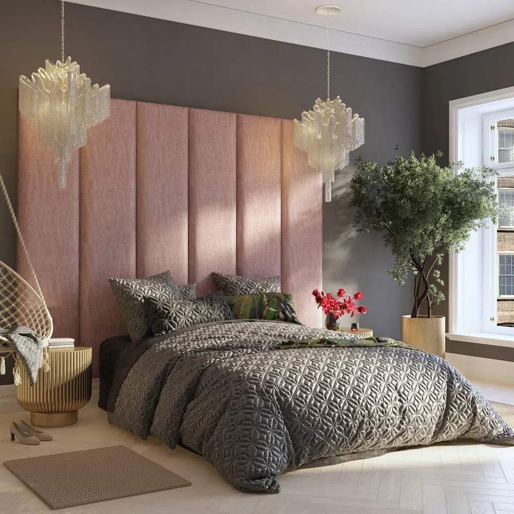 Llewelyn-Bowen Wall Mounted Headboard Panel - Pink, Cotton