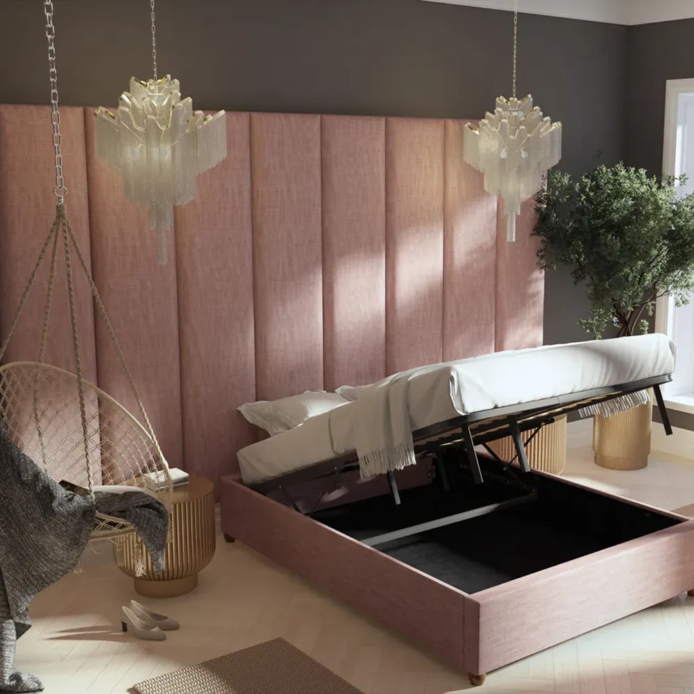 Llewelyn-Bowen Wall Mounted Headboard Panel - Pink, Cotton