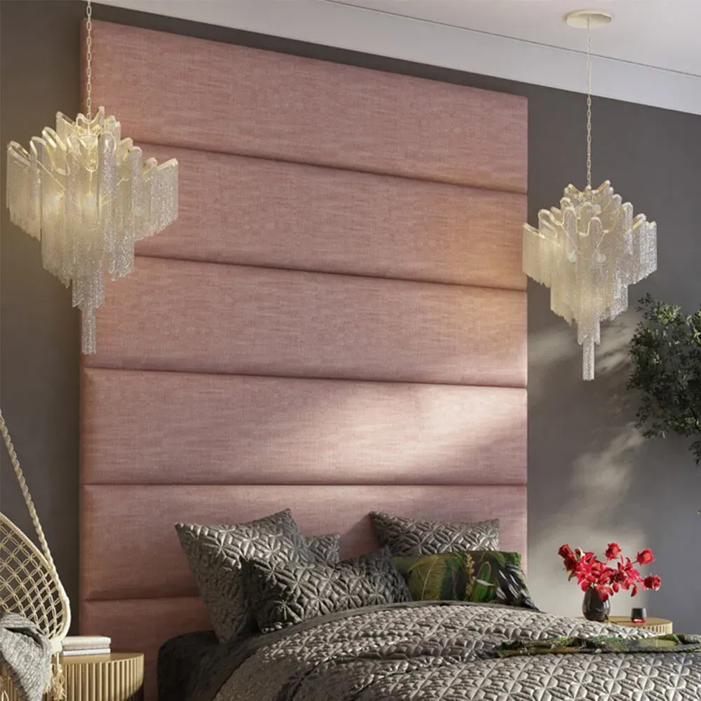 Llewelyn-Bowen Wall Mounted Headboard Panel - Pink, Cotton