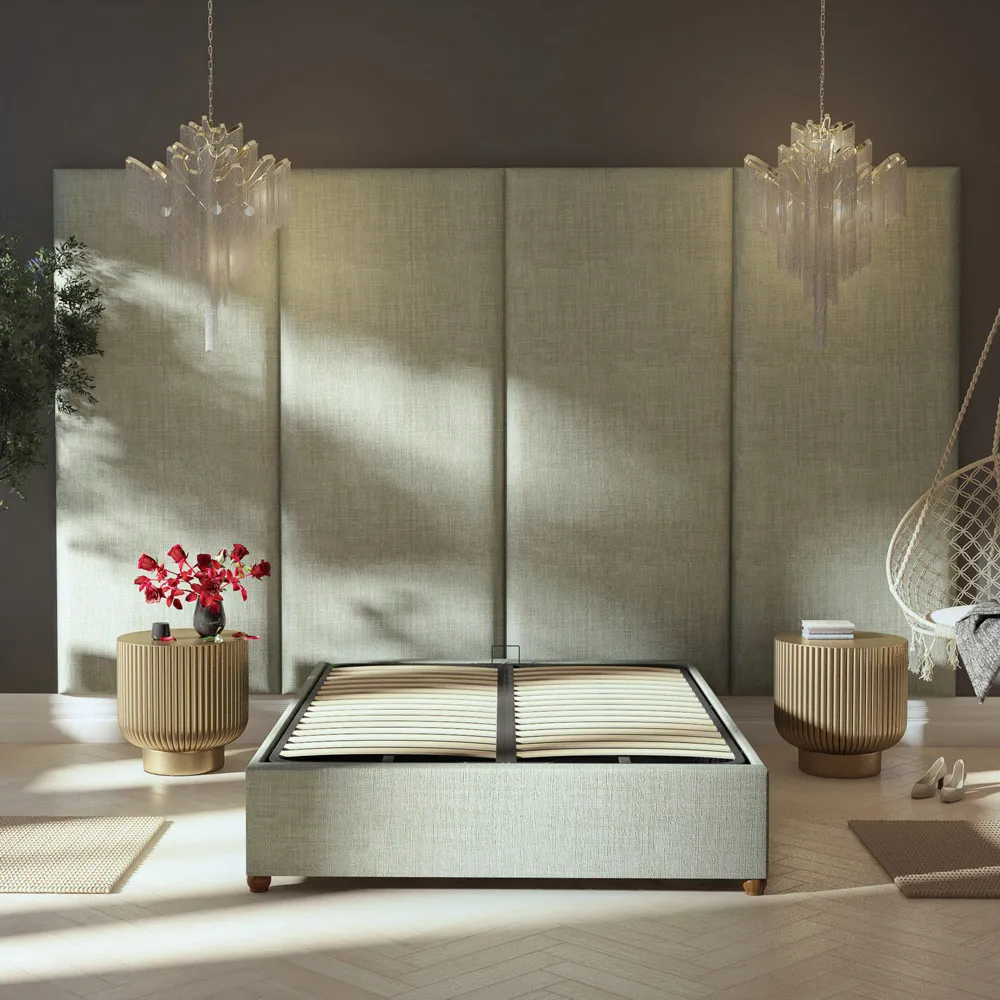 Llewelyn-Bowen Wall Mounted Headboard Panel - Silver, Linen