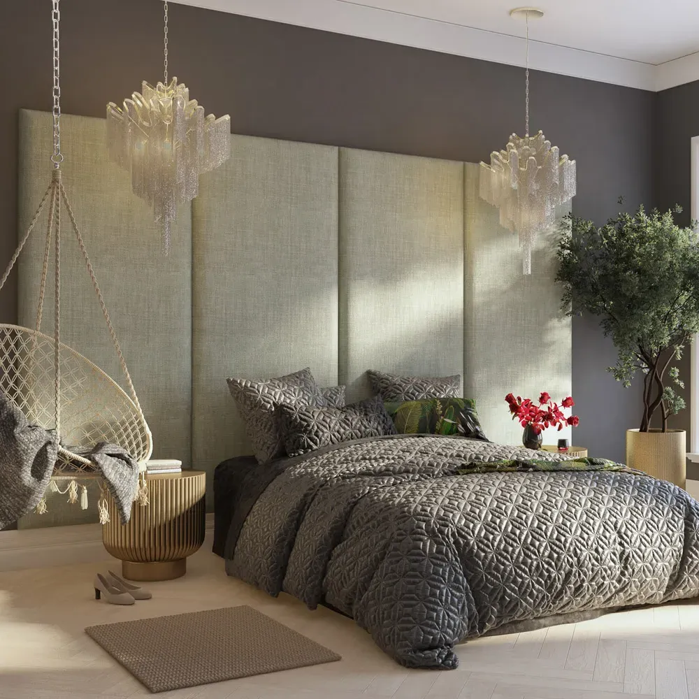 Llewelyn-Bowen Wall Mounted Headboard Panel - Silver, Linen