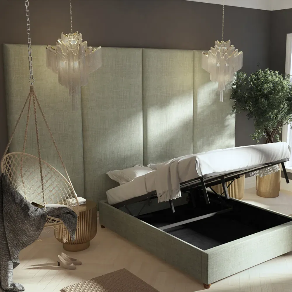 Llewelyn-Bowen Wall Mounted Headboard Panel - Silver, Linen