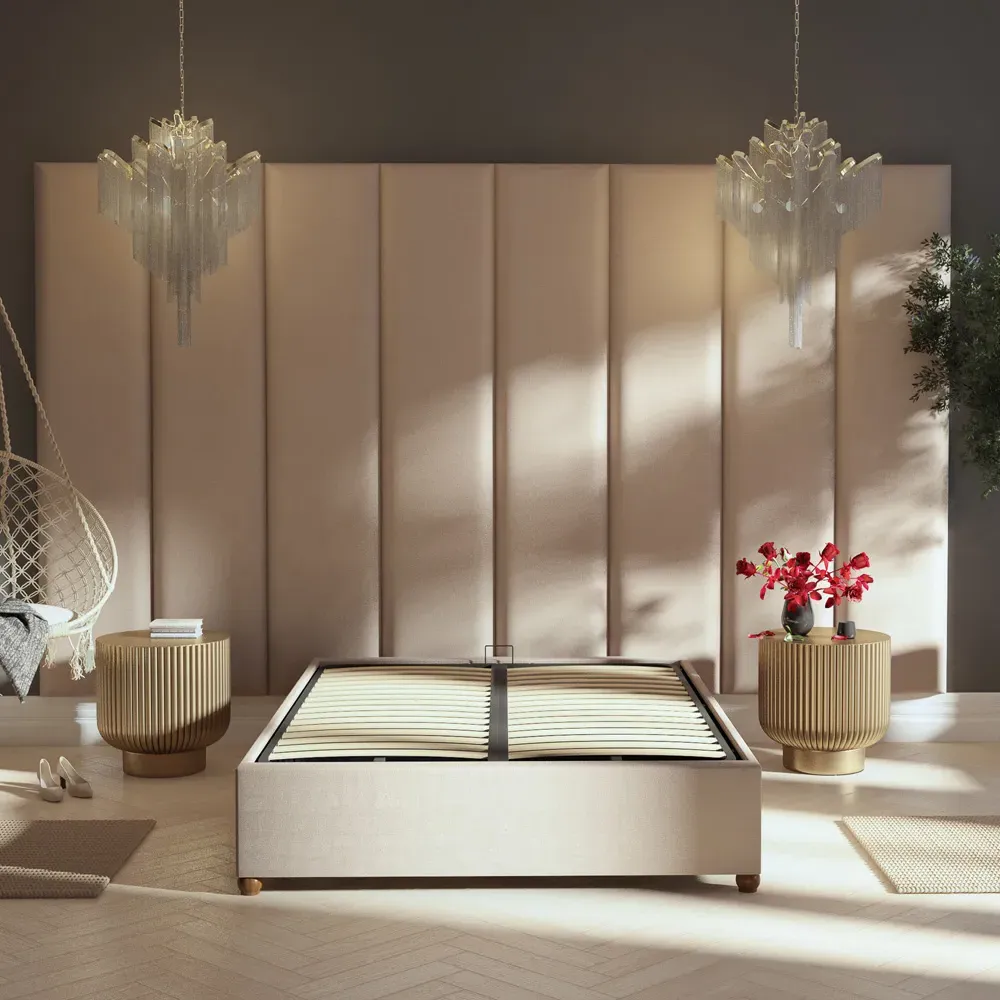 Llewelyn-Bowen Wall Mounted Headboard Panel - White, Linen