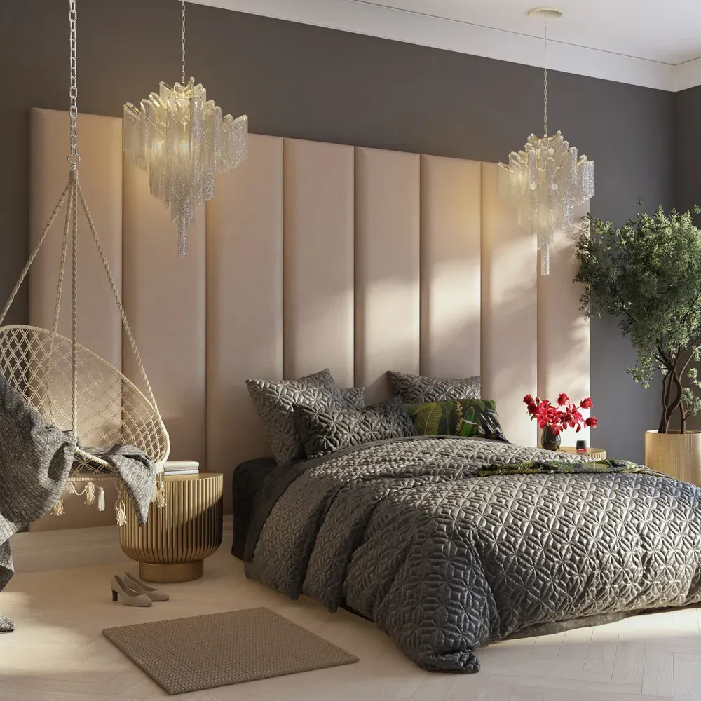 Llewelyn-Bowen Wall Mounted Headboard Panel - White, Linen