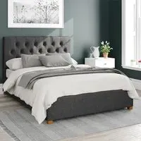 Olivier Double Ottoman Bed with Storage - Charcoal, Saxon Twill