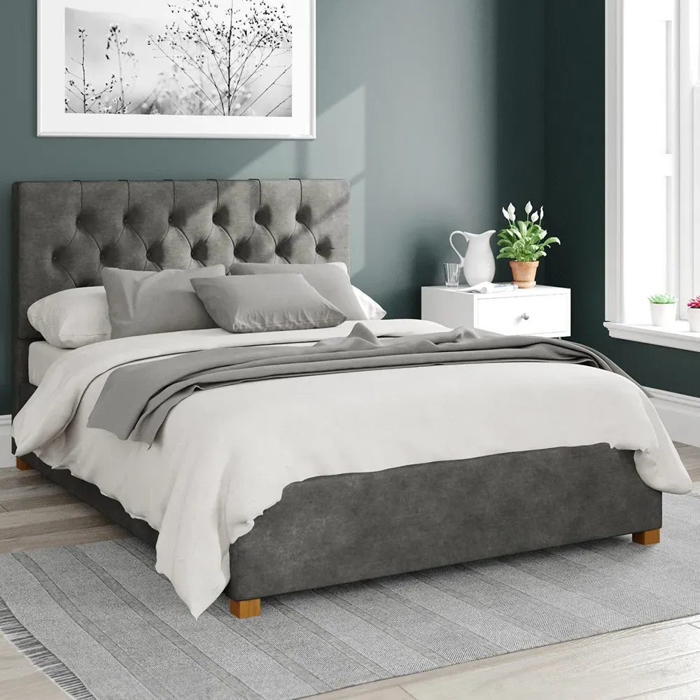 Olivier Double Ottoman Bed with Storage - Grey, Linen