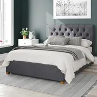 Olivier Double Ottoman Bed with Storage - Steel, Velvet