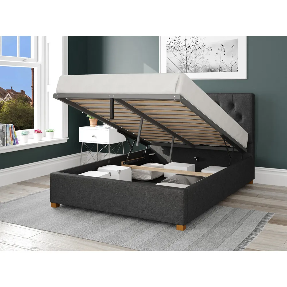 Olivier King Size Ottoman Bed with Storage - Charcoal