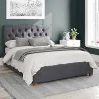 Olivier King Size Ottoman Bed with Storage - Steel, Velvet
