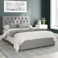 Olivier Single Ottoman Bed with Storage - Grey, Saxon Twill