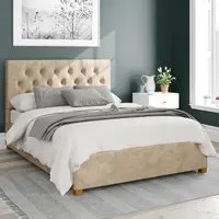 Olivier Small Double Ottoman Bed with Storage - Beige, Linen