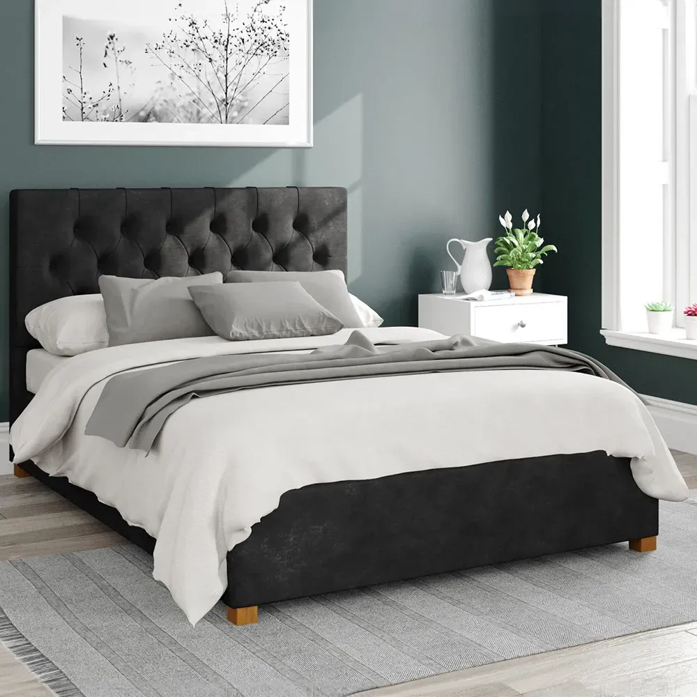 Olivier Small Double Ottoman Bed with Storage - Charcoal