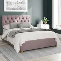Olivier Small Double Ottoman Bed with Storage - Pink, Velvet