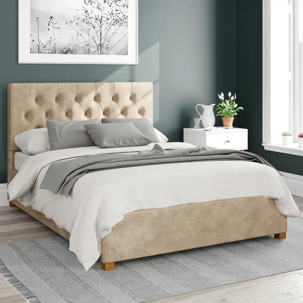 Olivier Super King Ottoman Bed with Storage - Beige, Linen
