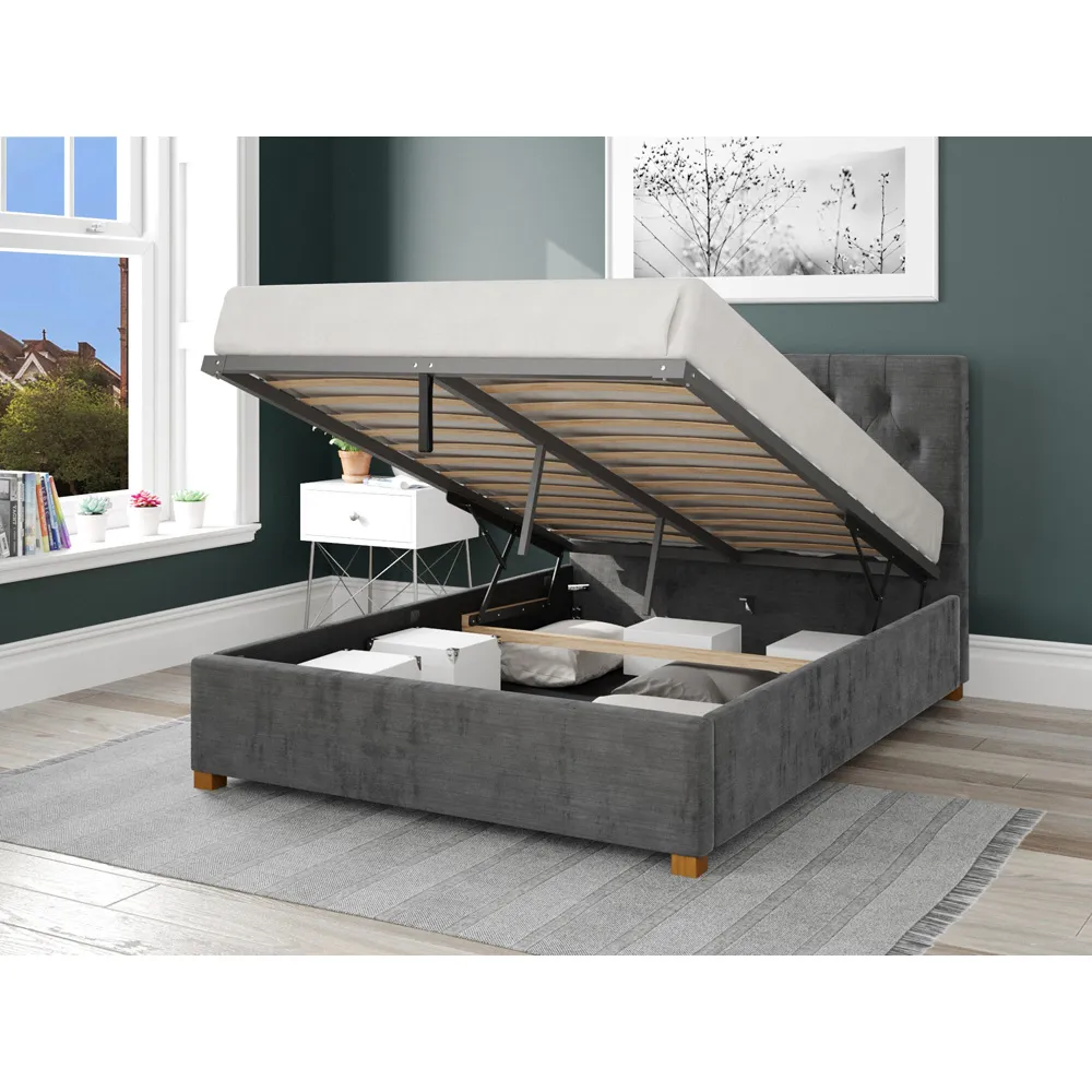 Olivier Super King Ottoman Bed with Storage - Charcoal